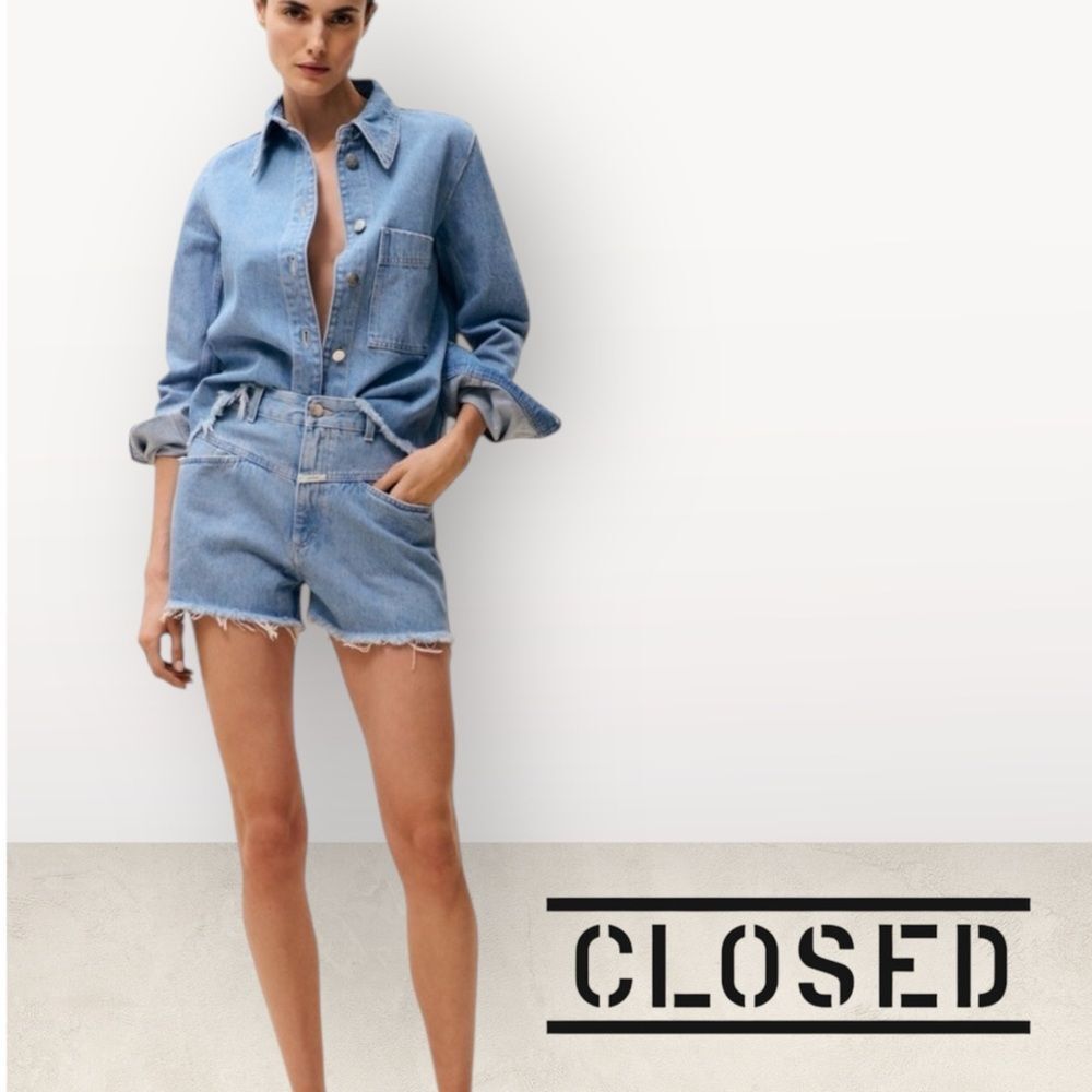 Closed Pedal Duo Denim Shorts Women Blue Distressed Jorts Made In Italy Size 31